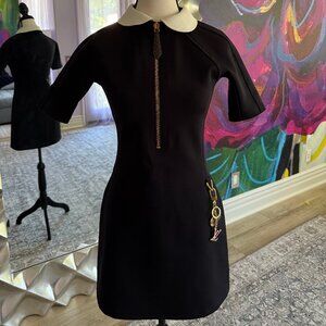 Louis Vuitton Technical Jersey Peter Pan Collar Dress + Charm